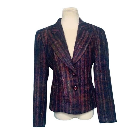 Anne Bowen purple mohair wool 2 button blazer size 8 - Picture 1 of 16